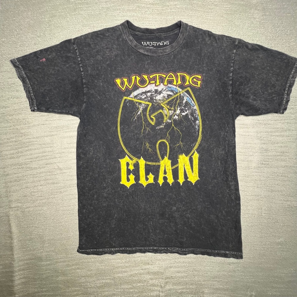 Wu-Tang Clan Acid Wash Graphic T-Shirt Mens Black Hip Hop Tee 2018